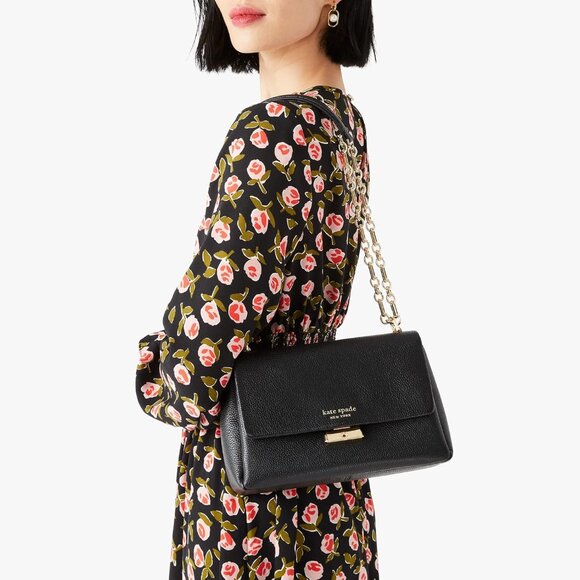 kate spade new york Carlyle Leather Medium Shoulder Bag - Black - Picture 6 of 8